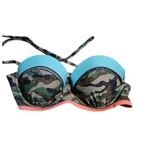 OP Ocean Pacific Blue Camo Bikini Top‎ ONLY Junior's Medium M 7-9 Swim Separate